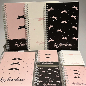 A5 Pink Bow Loose-<b>Leaf</b> Book High Beauty Value Girl Heart Horizontal Line <b>Paper</b> Cover Organizer/Planner Notebook 60 Sheets - Product Image 3