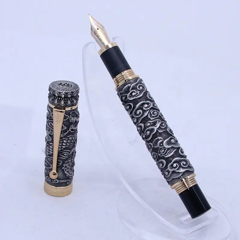 1PCS PEN Jinhao Huabiao luxury custom design ancient silver calligraphy fountain pen student retro gift pen business