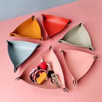 Panier en cuir plié avec poignée petite boîte de rangement décorative pour la maison et le bureau pour les bijoux et la salle de bain avec des plateaux pliables