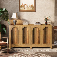 Buffet Tribesigns avec porte grillagée de 57 pouces, étagères réglables, meuble de rangement en noyer clair pour salon, salle à manger, cuisine