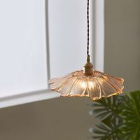 Lampe suspendue vintage en laiton nordique, moderne, simple, créative, feuille de lotus, allée, verre cristal, lampe de chevet pour restaurant et usage domestique