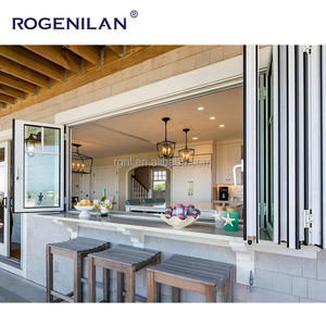 Cocina Aislamiento térmico Low-e Vidrio templado Bifolding Horizontal Slide Aluminio Plegable Ventanas y puertas - Product Image 5