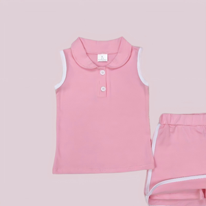 Conjunto de Ropa para Niñas Pequeñas, Estilo Coqueta, con Lazos Rosas y Volantes, Manga Corta y Pantalones Cortos, Venta al Por Mayor, Nueva Llegada, Gran Oferta - Product Image 5