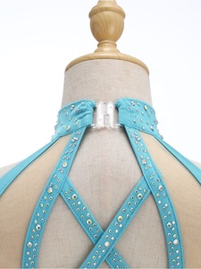 Tops Cortos Brillantes con Pedrería para Niñas, Cuello Halter, Malla Recortada, Ropa para Actuaciones Escénicas, en Varios Colores - Product Image 4