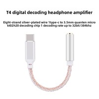 Adaptador DAC T4 con Decodificación Digital, Tipo-C a 3.5mm, Ocho Hilos, Plateado, Modelo KT02H20 para Teléfonos Móviles y Dispositivos