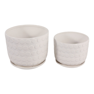 Vasi in gres effetto bolle con sottovaso per decorazioni interne ed esterne, uso domestico e da giardino - Product Image 4