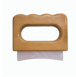 Herramienta de raspado muscular Meridian Dredging con mango ergonómico de madera, cuchillo grande de cuarzo rosa y jade para fascia, para venta al por mayor. - Product Image 1