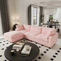 PZCN HOME Canapé d'angle en forme de L de grande taille, style moderne simple à rayures, combinaison salon appartement hôtel, meubles