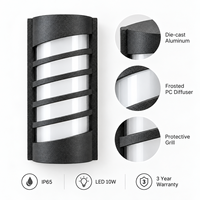Applique murale LED moderne étanche IP65 double PC 10W, installation facile, pour extérieur, type applique murale LED de type bulkhead