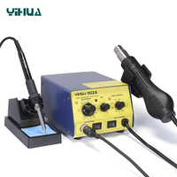 Station de travail de réparation YIHUA 902D 902A 2-en-1 avec écran, fer à souder, pistolet à air chaud et station de dessoudage