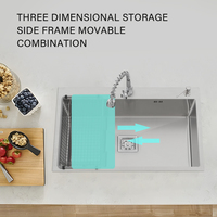Nouvelle Tendance Éviers de Cuisine YINGTAO à Cuve Unique en Acier Inoxydable 304 Poli Contemporain, Deux Trous, Sous-Montage, Fait Main, Nano, Garantie 5 Ans
