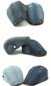 Unisex Adjustable Denim Newsboy Hats <b>Flat</b> Cabbie Berets Cotton Dad <b>Cap</b> Driving Beret Hat for <b>Men</b> Women Gift - Product Image 2