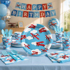 Ensemble de vaisselle jetable pour fête d'anniversaire Boho First Trip Around The Sun : assiettes, gobelets, serviettes - Product Image 2