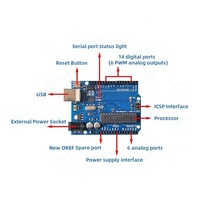 Placa de desarrollo/aprendizaje UNO R3 con chip ATmega328P compatible con Arduin0 UNO Rev3 para programadores, Emuladores, depuradores