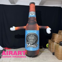 Bouteille de bière gonflable amusante de 2 m, accessoires pour homme, ballon de bière gonflable à vendre