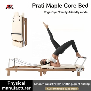 Cama de Entrenamiento de Pilates Plegable, Portátil y Ajustable, de Aluminio, Color Rosa Beige, Máquina de Ejercicio para el Hogar - Product Image 1