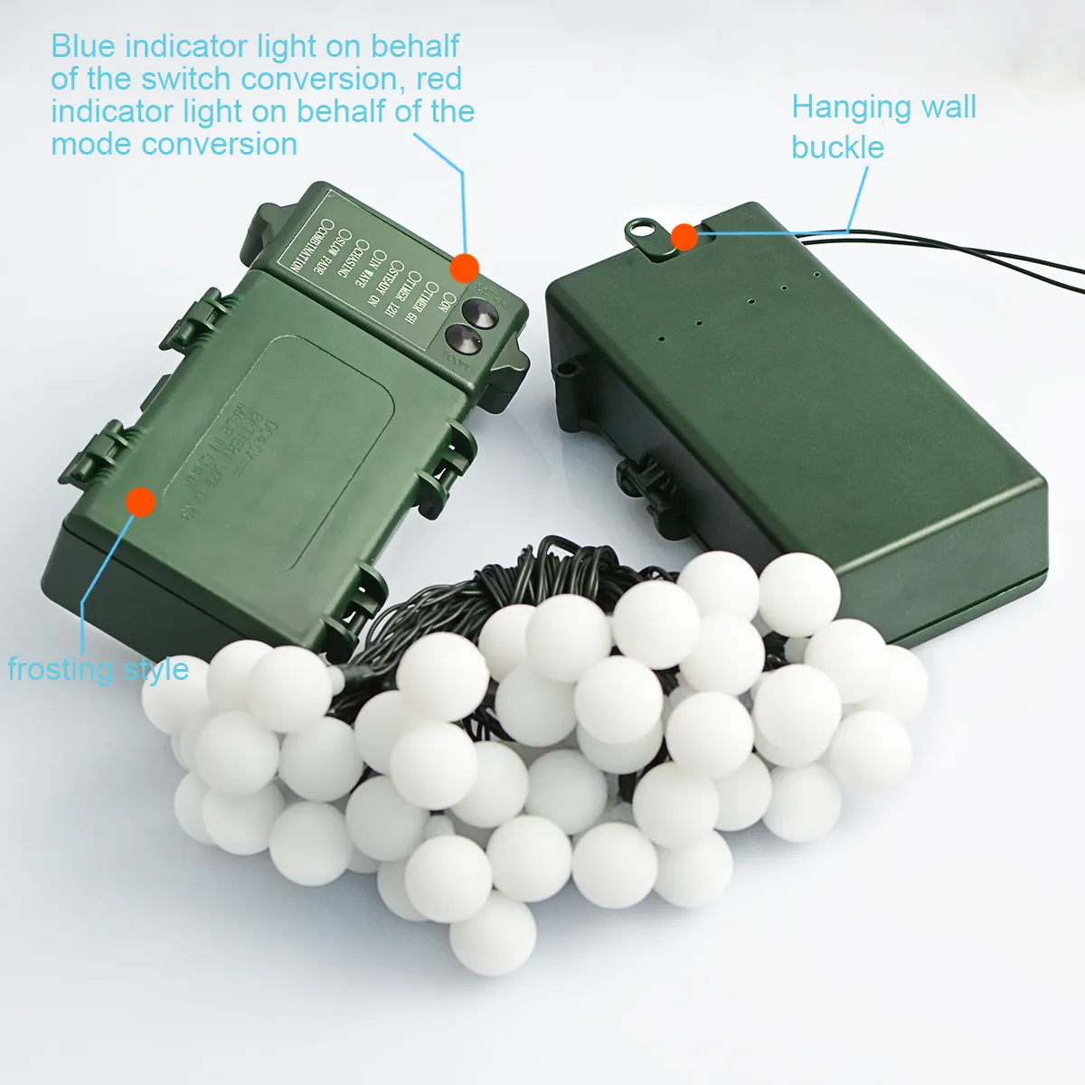 Waterproof green battery box small white ball LED light string Christmas light garden decorative light string