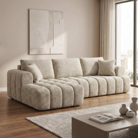 Canapé d'angle convertible en chenille de luxe, grand format, moderne et confortable, avec fonction couchage et mousse à mémoire de forme, idéal pour appartement et hôtel