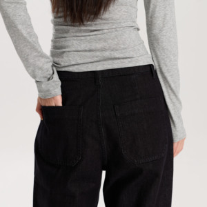 Jeans <span class=keywords><strong>Neri</strong></span> da <span class=keywords><strong>Donna</strong></span> a Gamba Larga, Vita Media, Vestibilità Comoda, Stile Vintage, <span class=keywords><strong>Pantaloni</strong></span> in Denim di Alta Qualità con Tessuto Strutturato e Durevole - Product Image 6