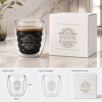 Tasse à café en verre à double paroi, intérieur ondulé, mug isolé en verre, tasse à thé en verre borosilicate résistant à la chaleur pour espresso et latte
