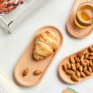 จานไม้ผลไม้ญี่ปุ่น จานขนมหวาน ถ้วยกาแฟ เค้ก ชีส ถาดเสิร์ฟไม้บีช - Product Image 6