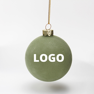 <span class=keywords><strong>Palline</strong></span> di Natale Lussuose in Vetro Decorate con Tessuto <span class=keywords><strong>Verde</strong></span> e Stampa Logo Personalizzata - Product Image 3