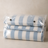 Ensemble de literie 3 pièces en coton 100% rayé chambray naturel, housse de couette avec taies d'oreiller, textile de maison pour chambre à coucher, vente en gros