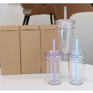 Gobelet en plastique transparent réutilisable de 450 ml avec logo personnalisé pour café, thé au lait, jus de fruits, avec paille - Product Image 4