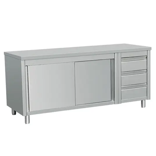 Factory Wholesale Commercial Kitchen Work table Freestanding Kitchen Cabinet With Three Drawers