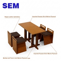 Ensemble de tables et chaises en bois SEM pour restaurants, cantines scolaires et restauration rapide, avec 4 chaises, design professionnel