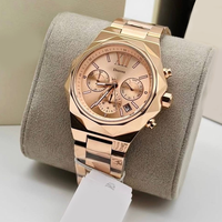 Montre Chronographe Étanche MKOriginals de Mode en Gros, Boîtier en Alliage de Zinc, Cadran à Aiguilles Lumineuses, Montre Dorée pour Femme