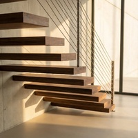 Escalier en colimaçon flottant moderne Anewson sur mesure avec marches en bois massif et design intérieur durable pour la maison