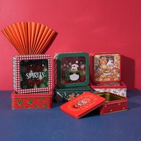 Boîte cadeau personnalisée en fer blanc pour Noël, emballage métallique imprimé, boîte en fer pour aliments, bonbons, biscuits