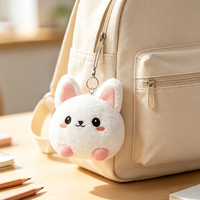 Porte-clés en peluche lapin rond et moelleux OEM ODM, pendentif de sac en peluche douce, porte-clés jouet en peluche personnalisé pour enfants, souvenir