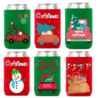 Vente en gros de refroidisseurs de canettes en néoprène imprimés en gros, motifs de Noël et de dessins animés, pour cadeaux d'entreprise