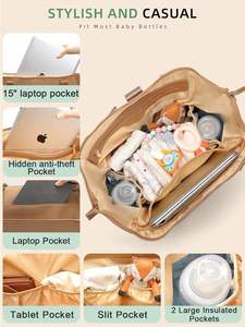 Bolsa DE LA COMPRA Bolsa de pañales Tote, Bolsa de pañales Mochila Ara <span class=keywords><strong>Bebe</strong></span> con cambiador, 14 bolsillos de gran capacidad - Product Image 3