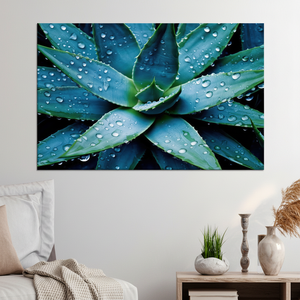 Printed Succulent Plant Canvas Poster with Water Droplets, Modern Botanical Art,<b>WRAPPED</b> CANVAS - Product Image 3