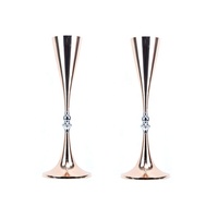Vases trompettes dorés de 70 cm de hauteur pour centre de table, décorations de fête, vases trompettes en métal hauts avec support large