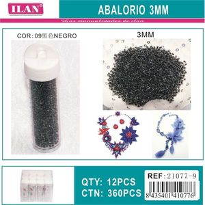 Perline nere Ilan Abalorio da 3 mm per la creazione di gioielli e forniture artigianali - Product Image 1