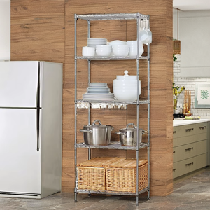5-Layer Metal Non-Folding Kitchen <b>Rack</b> Standing Type Multilevel Storage for Microwave <b>Oven</b> Pot Bowl Seasoning Household Use - Product Image 2