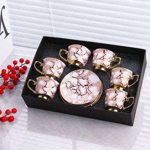 Tasse à Café et Soucoupe Céramique Style Arabe Bords Dorés Service à Café et Thé en Porcelaine Coffret Cadeau - Product Image 2