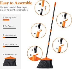Balai télescopique en plastique de couleur personnalisée Easy Sweep avec tête de balai en PET et pelle à poussière en PP pour usage domestique 24*3.5*30cm - Product Image 4