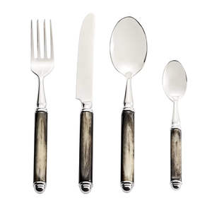 Ensemble de couverts en acier inoxydable de qualité authentique, poli miroir, durable, design tendance, fabriqué à la main, en vente - Product Image 2