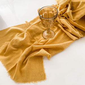 Camino de mesa de lino y algodón blanco bohemio hecho a mano, técnica decorativa tejida para Acción de Gracias, Navidad o uso durante todo el año - Product Image 3