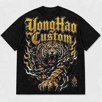 Fournisseur de vêtements personnalisés OEM ODM : T-shirt homme en coton épais, coupe oversize, motif tigre et chaîne, impression DTG, style streetwear