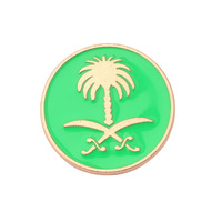 Hete Verkoop Nieuwe Saudi Oprichtingsdag Souvenir Pinnen Groothandel Saudi Vlag Dag Metalen Ambachten Badge Aangepaste Datum Palm Boom Email Pin