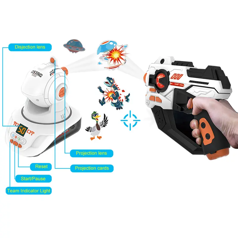 적외선 소리 슈팅 게임 2 플레이어 프로젝션 태그 격투 게임 레이저 총 진동