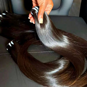 Venta al por mayor de cabello Remy con cutícula alineada, 100% cabello humano virgen brasileño liso en paquetes para la venta - Product Image 2