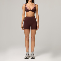 Ensemble de yoga 2 pièces Premium Color Block sans couture, séchage rapide, soutien-gorge de sport à col en V, taille haute, respirant, extensible dans les 4 sens, tenue de sport pour la gym
