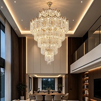 Grand Lustre Suspendu en Cristal pour Villa, Escalier, Salon, Couloir, Allée, Idéal pour Grands Bâtiments et Duplex